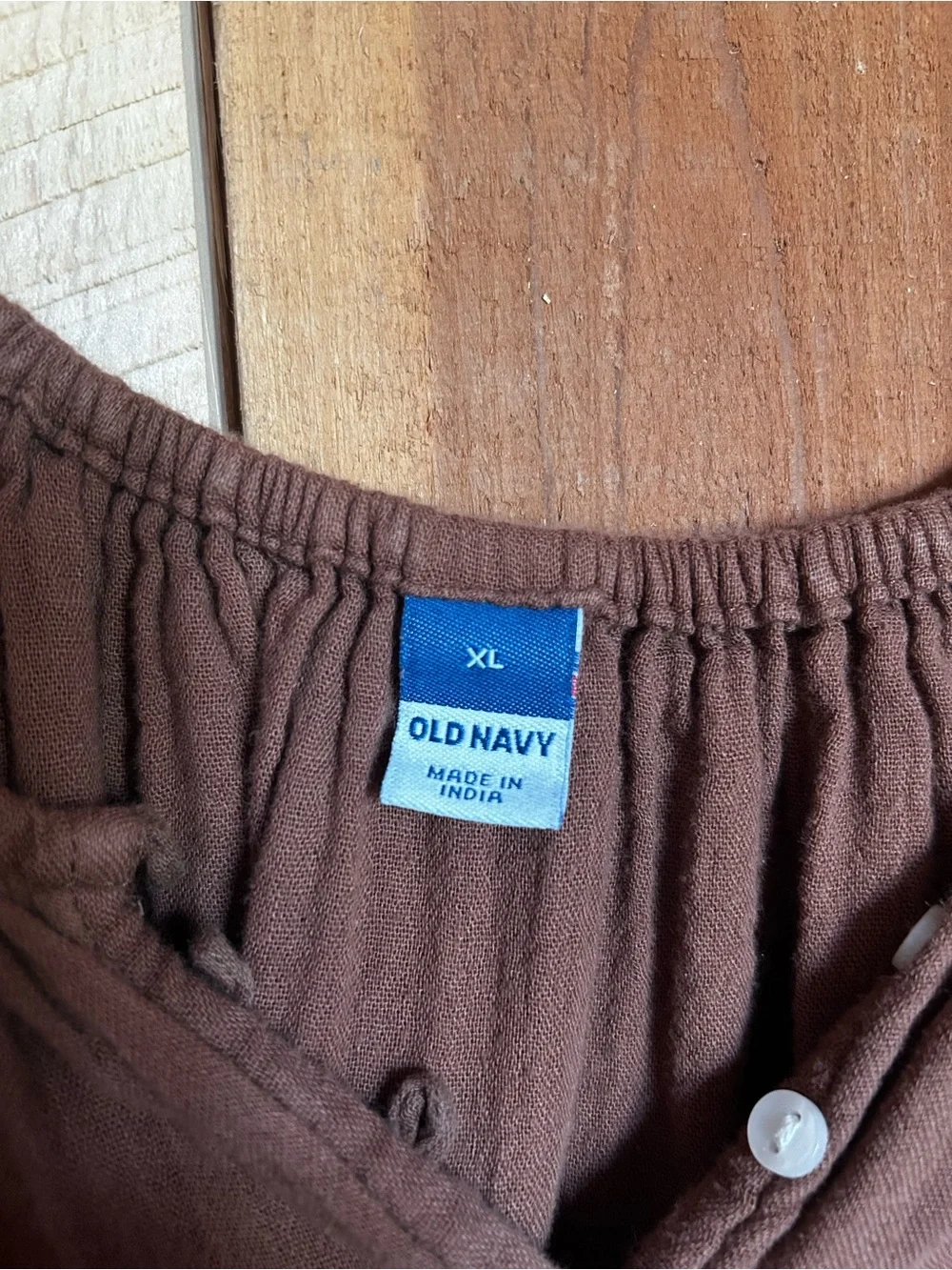 Women's Relaxed Brown Peasant Blouse Old Navy cotton XL - Picture 3 of 4